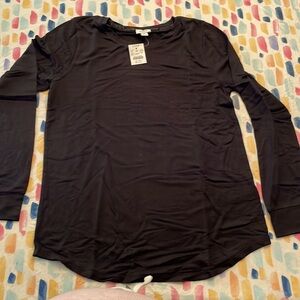 NWT J Crew black crew neck long sleeve super soft t-shirt, Medium